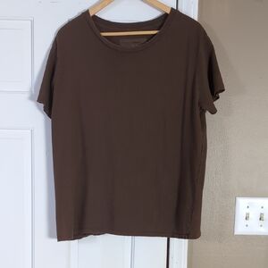 Nili Lotan Brown Brady Distressed Tee Large